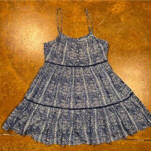 Urban Outfitters Batik Blue Sun dress Blue White Empire babydoll Lined Small